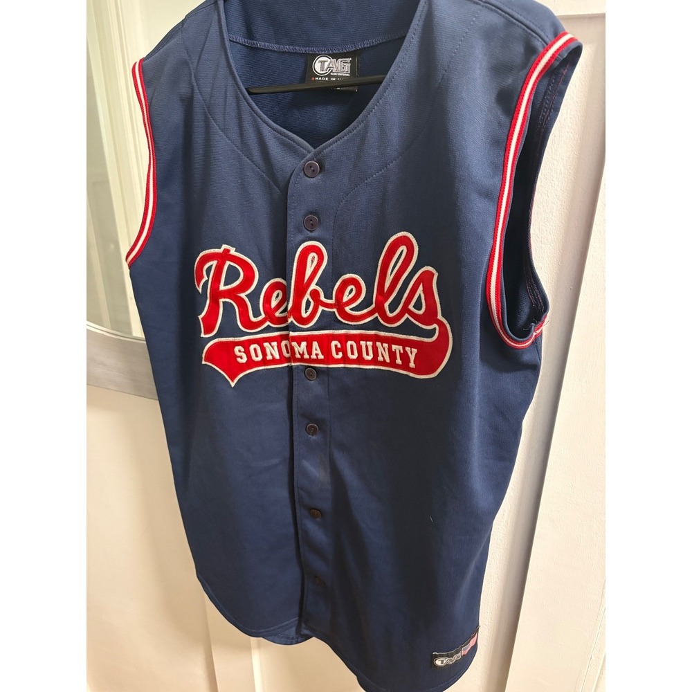 TAG Team Uniforms Rebels Sonoma County Baseball Jersey Vest Navy Blue Mens 30